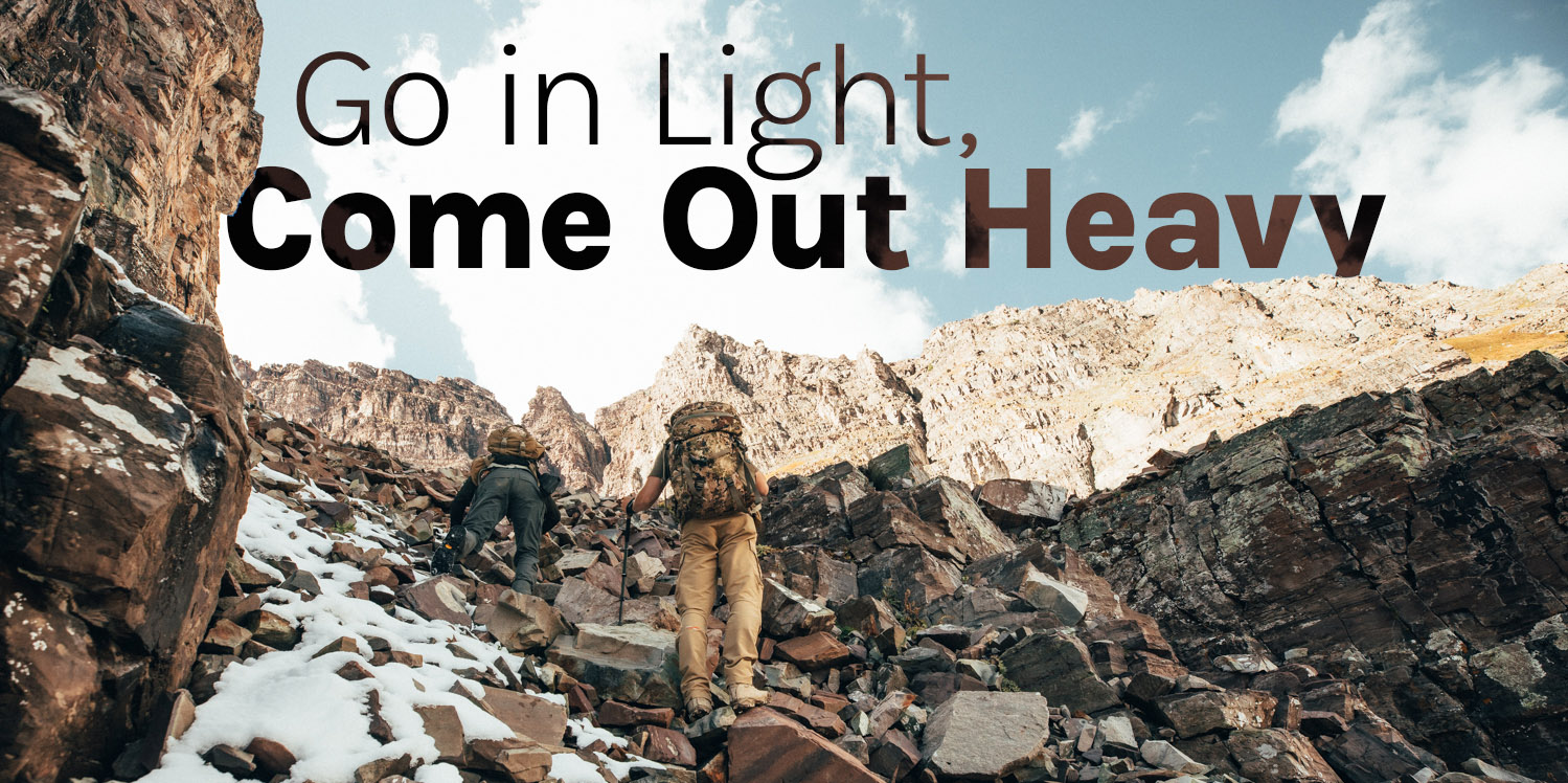 Hunters hiking out of a steep rocky crevasse by KelbyFassiotto Hunters hiking out of a steep rocky crevasse by KelbyFassiotto